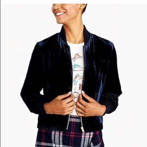 J Crew Velvet Navy Bomber